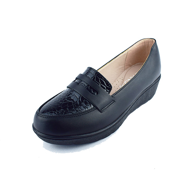 Mocassin pour Femme compense confort C201 Noir Mocassin médicales femme Maroc